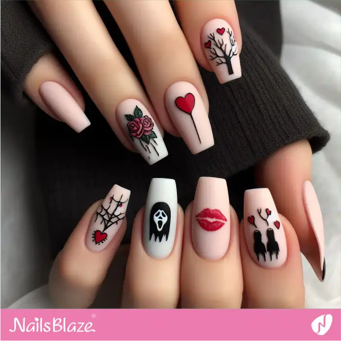 Hearts and Roses Anti Valentine Nails | Valentine Nails - NB2180